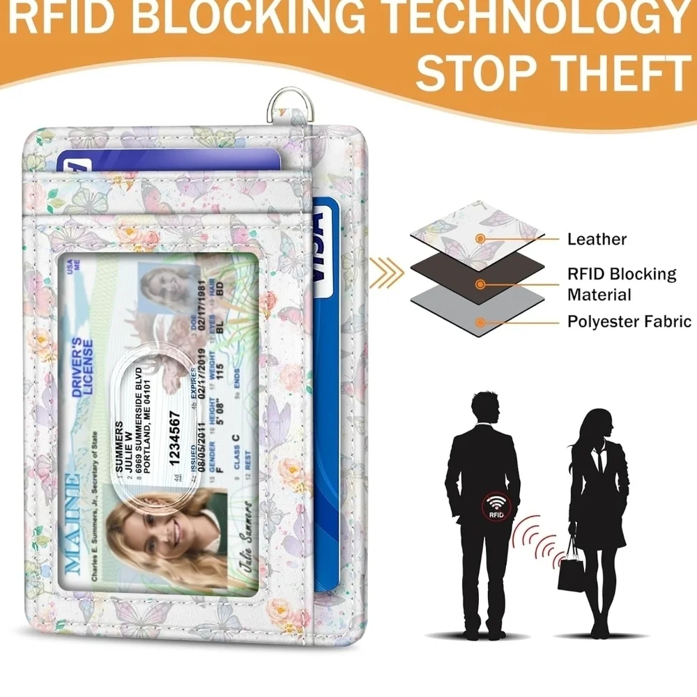 Floral Leather RFID Card Holder